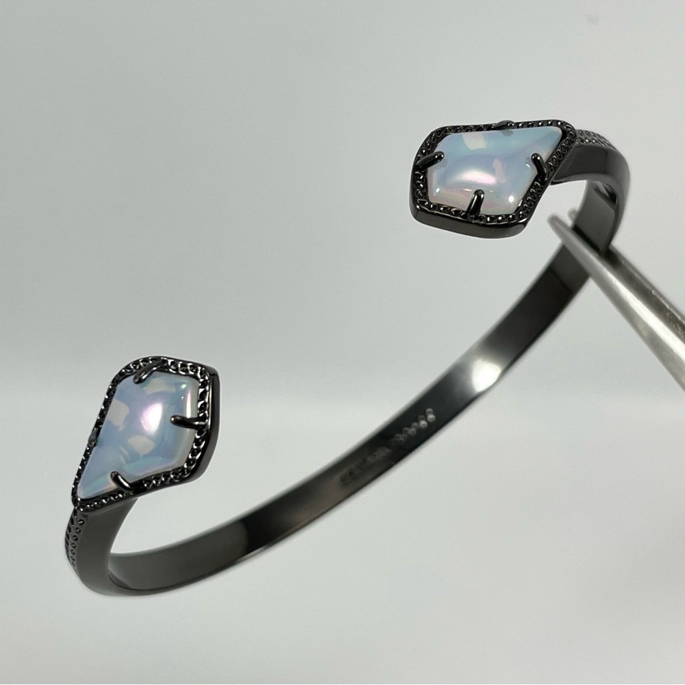 Retired Kendra Scott Liana Cuff Bracelet Opalite Gunmetal Tone Stunning
